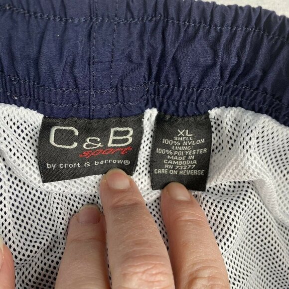Vintage C&B Sport Swim Trunks Men XL Navy Stripe Retro Y2K Preppy Classic Mesh - Picture 5 of 7